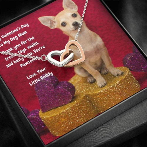 Dog Mom Necklace, Gift Necklace Message Card ' To My Tan Chihuahua Dog Mom Happy Valentine's Day Necklace gift for mom, mother day gift