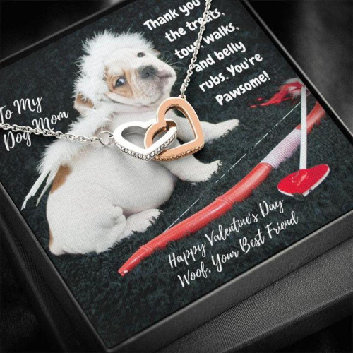 Dog Mom Necklace, Gift Necklace Message Card ' To My Bulldog Dog Mom Happy Valentine's Day Necklace gift for mom, mother day gift