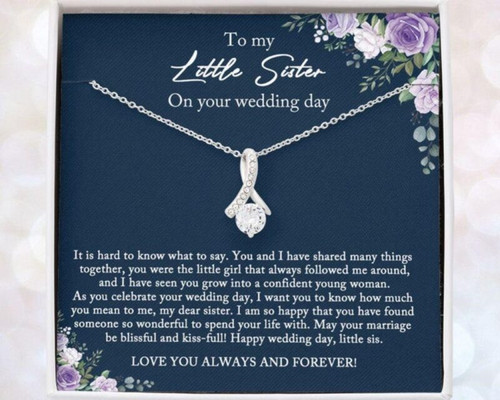 Sister Necklace Gift, Bride Necklace Gift From Sister, Little Sister Wedding Day Gift, Big Sister To Bride