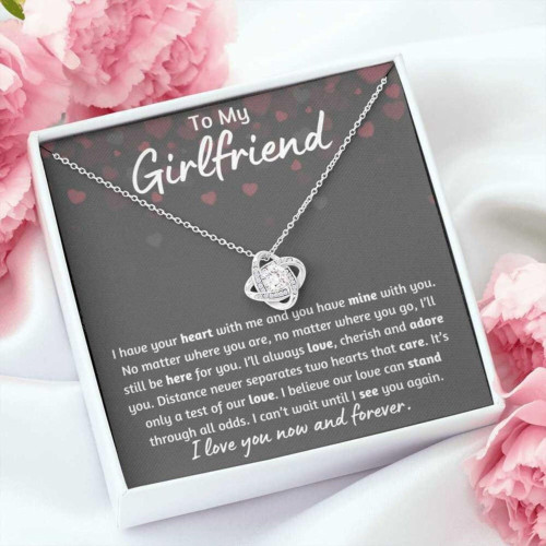 Girlfriend Necklace Gift, Long Distance Girlfriend Birthday Anniversary Necklace Gift For Military Girlfriend, Valentines Day Necklace Gift