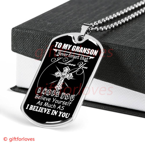 GRANDSON DOG TAG, TO MY GRANDSON DOG TAG: NEVER FORGET THAT I LOVE YOU DOG TAG-1