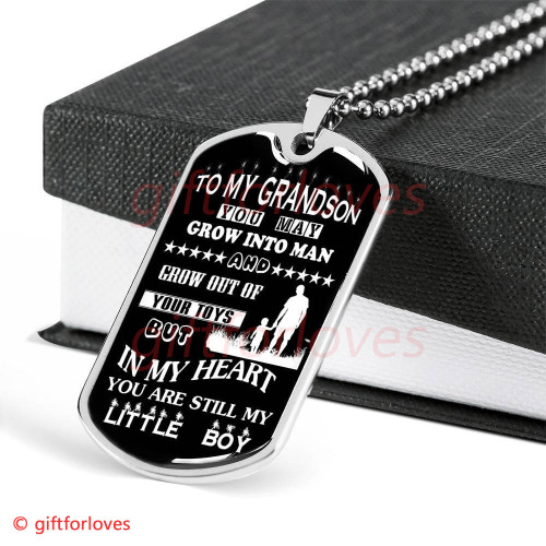GRANDSON DOG TAG, TO MY GRANDSON DOG TAG: IN MY HEART YOU ARE STILL MY LITTLE BOY DOG TAG-1
