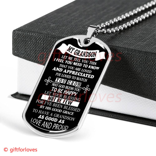 GRANDSON DOG TAG, TO MY GRANDSON DOG TAG: BIRTHDAY GIFT FOR GRANDSON FROM PARENT, DOG TAG-1