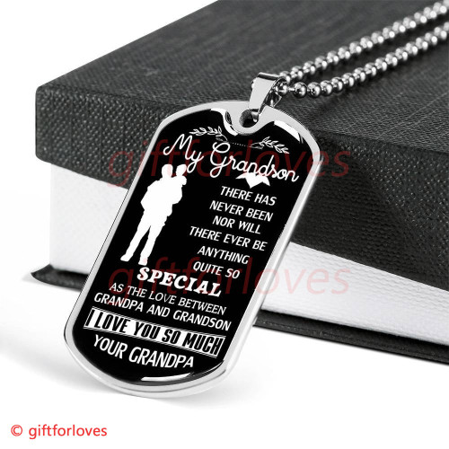 GRANDSON DOG TAG, TO MY GRANDSON DOG TAG: THERE HAS NEVER BEEN NOR WILL THERE EVER DOG TAG-1