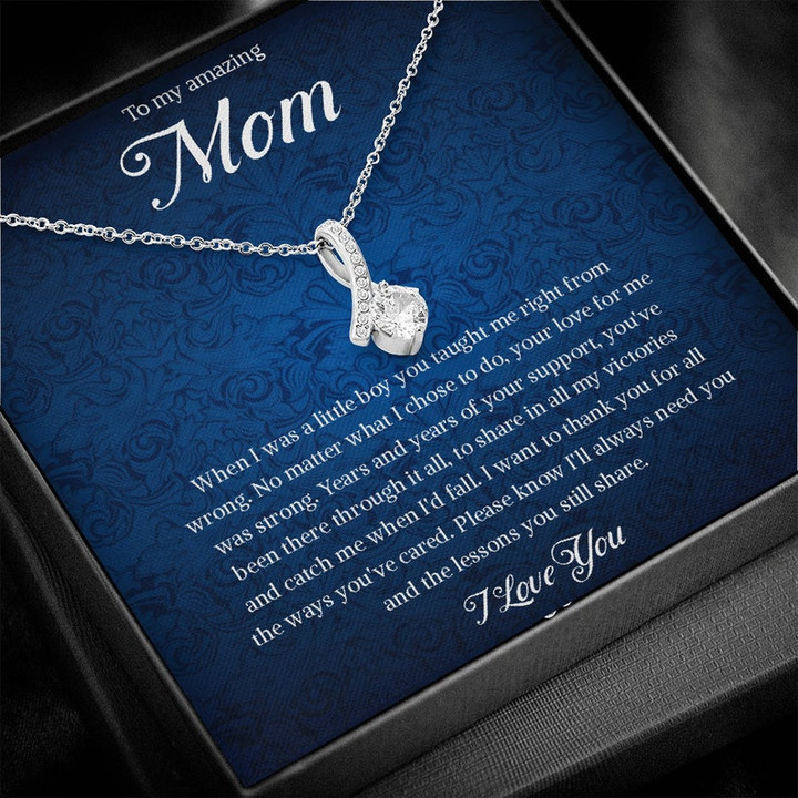 Mother Necklace Gift for Mom from Son or Daughter Jewelry Gifts for Christmas Birthday & Mother's Day with To My Mom Message Card