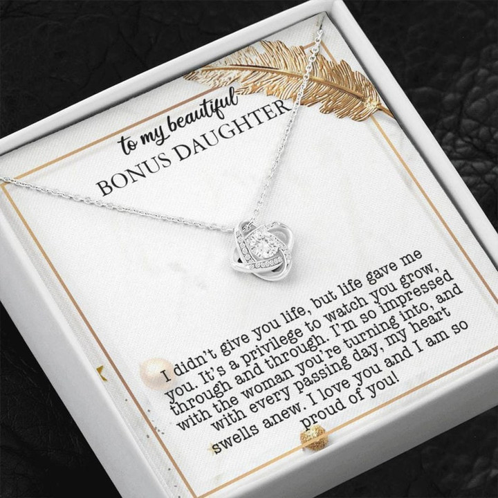 To my Bonus Daughter, Bonus Daughter Gift, Daughter in Law Gift, Necklace with Card, Step Daughter Gift, Step Daughter Christmas Gift