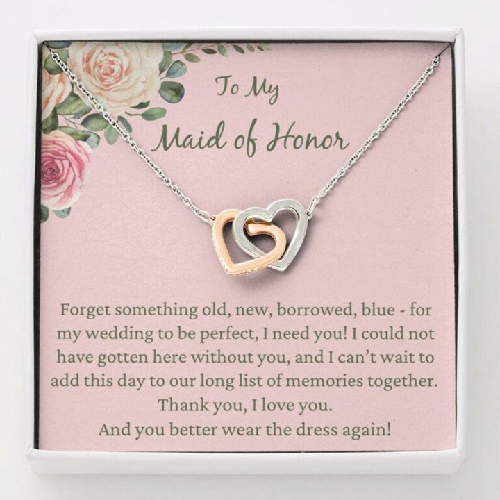 Wedding Day Maid Of Honor Gift, Maid Of Honor Necklace Gift From Bride, Gift For Bridesmaid, Maid Of Honor Thanks