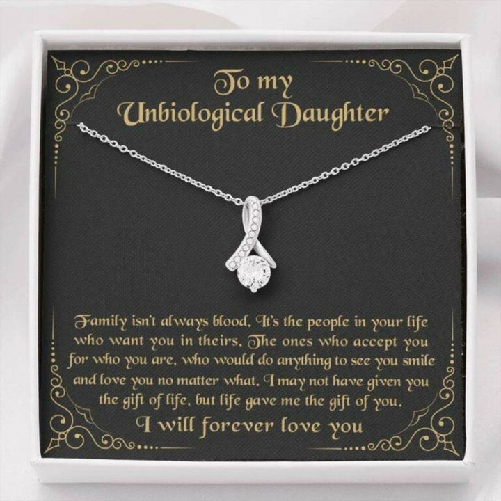 Bonus Daughter Necklace, To My Unbiological Daughter Necklace Gift Bonus Daughter Stepdaughter Gift for Daughter-in-law