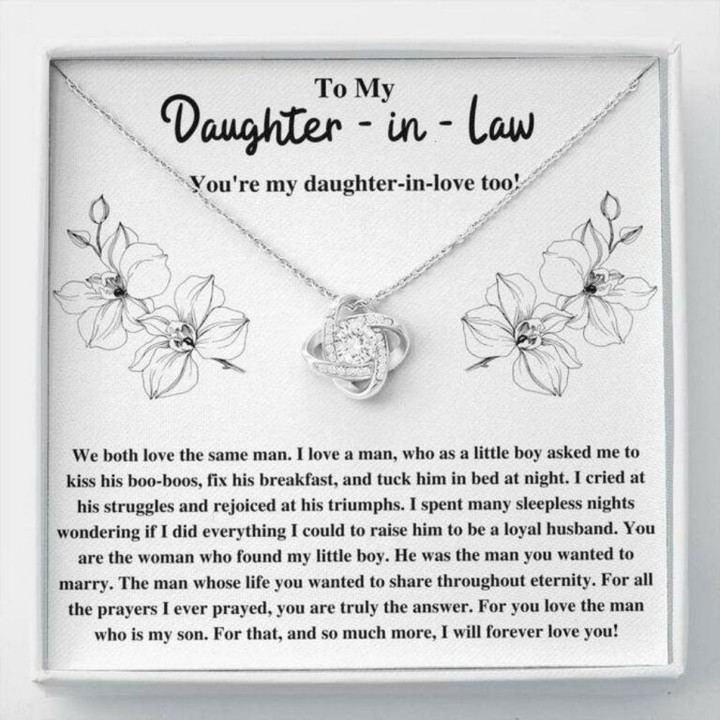 Daughter-in-law Necklace, To My Daughter-In-Law Triumphs Flowers Love Knot Necklace Gift Gift for Daughter-in-law