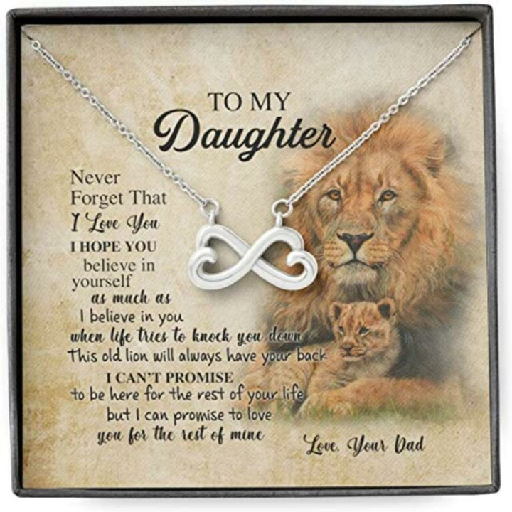 Daughter Necklace, To My Daughter Necklace From Dad Old Lion Your Back Believe Rest Of Mine Necklace Gift for Daughter-in-law