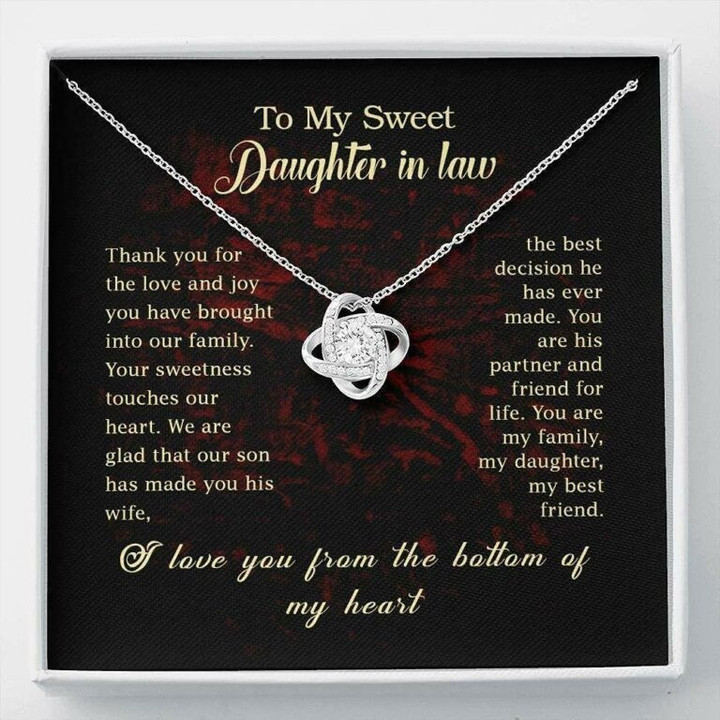 Daughter-in-Law Necklace, My Sweet Daughter-in-Law Necklace Mothers Birthday Gifts, Mom Message Card Gift for Daughter-in-law