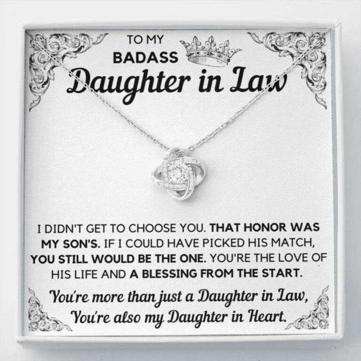To My Badass Daughter-In-Law Gift, Daughter-in-law Necklace, Honor Love Knot Necklace Gift Gift for Daughter-in-law