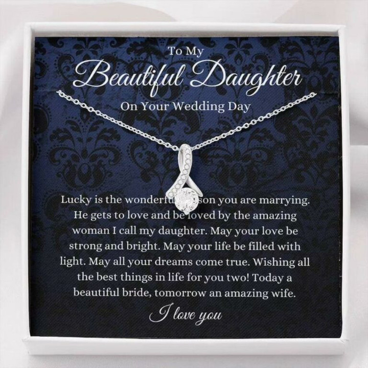 Daughter Necklace, Daughter Wedding Day Necklace Gift From Mom/Dad, Mother To Bride Gift Gift for Daughter-in-law