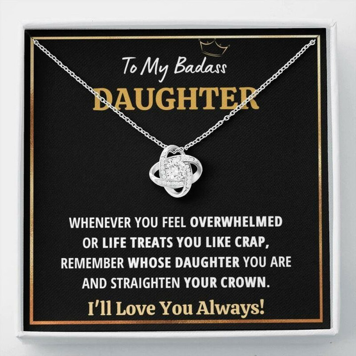 Daughter Necklace, To My Badass Daughter Crap  Black Love Knot Necklace Gift