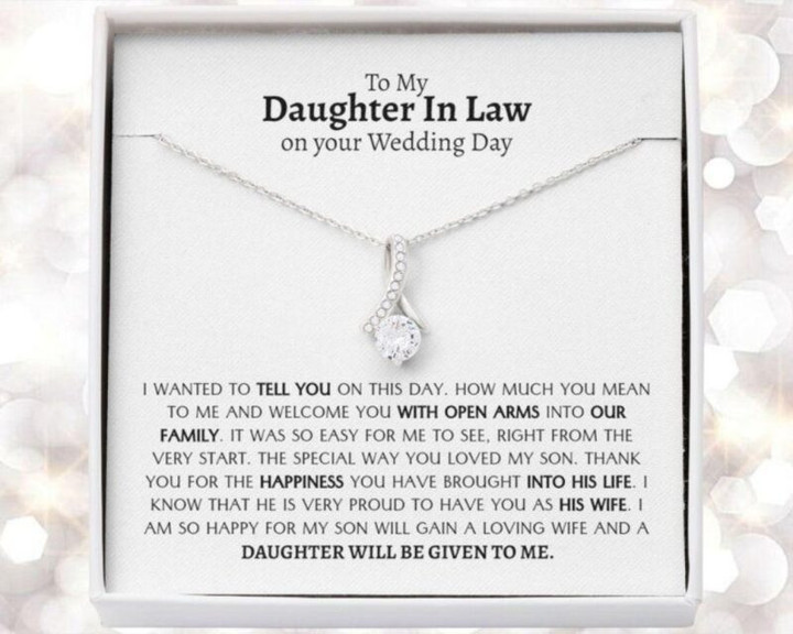Daughter Necklace, Daughter-In-Law Necklace, To My Daughter In Law On Wedding Day Necklace, Gift For Bride From Mother Of Groom
