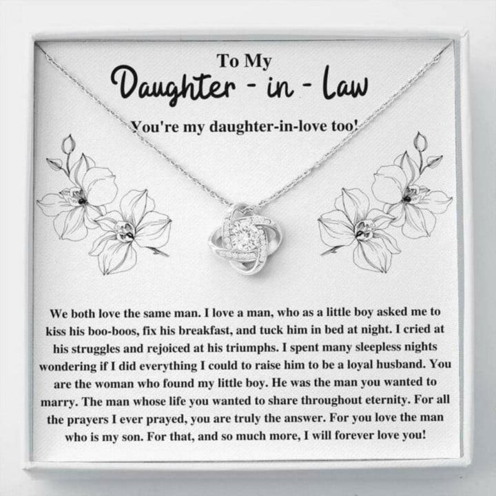 Daughter-in-law Necklace, To My Daughter-In-Law Triumphs Flowers Love Knot Necklace Gift