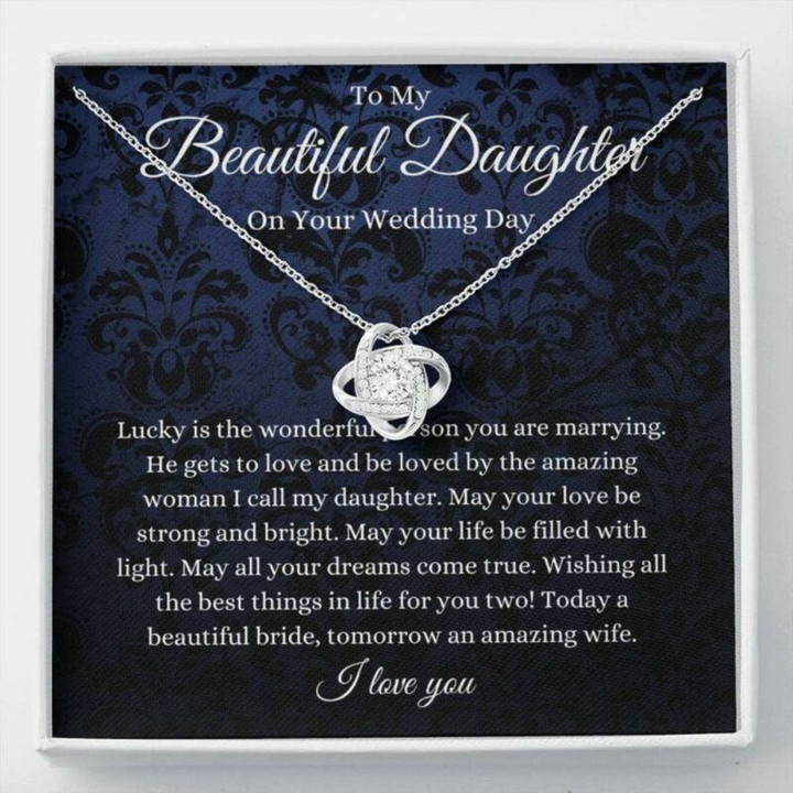 Daughter Necklace, Daughter Wedding Day Gift, To Bride From Mom/Dad Necklace, Mother To Bride Gift