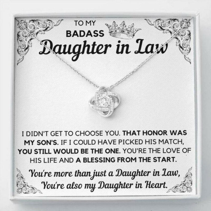 Daughter-in-law Necklace, To My Badass Daughter-In-Law Honor Love Knot Necklace Gift