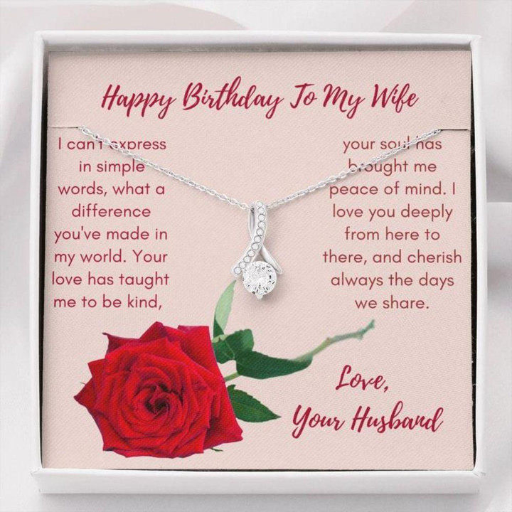 Wife Necklace, Birthday Necklace To Wife  Necklace For Wife  Gift Necklace Message Card Happy Birthday To Wife