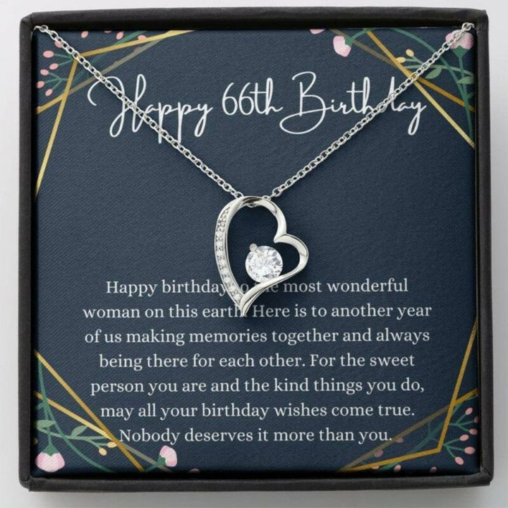 Mom Necklace, Wife Necklace, Happy 66th Birthday Necklace, Gift For 66th Birthday, 66 Years Old Birthday Woman