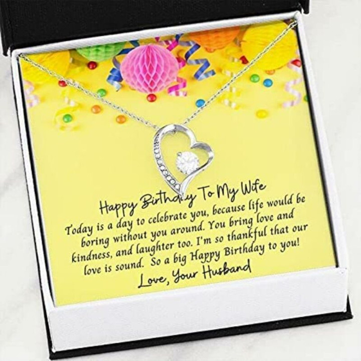 Wife Necklace, Birthday Gift To Wife  Necklace For Wife  Happy Birthday To My Wife Yellow Celebrate