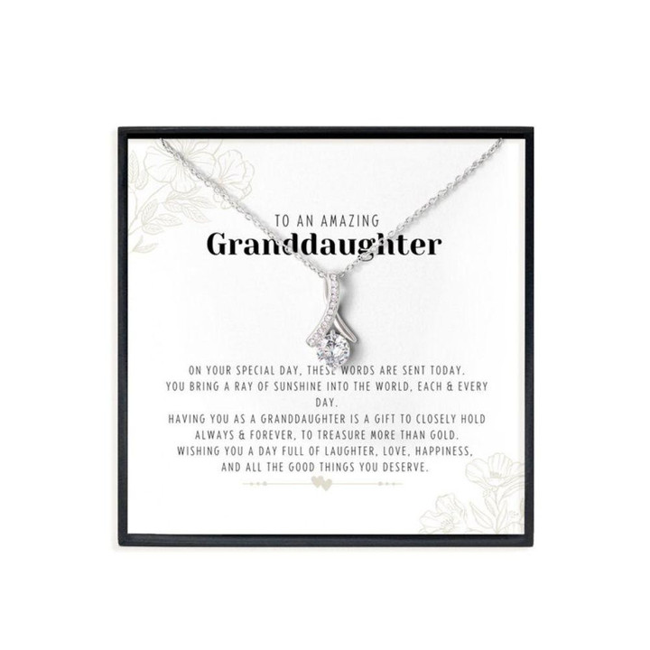 Granddaughter Necklace,Gift From Grandparents To Granddaughter, Meaningful Happy Birthday Message Card Necklace