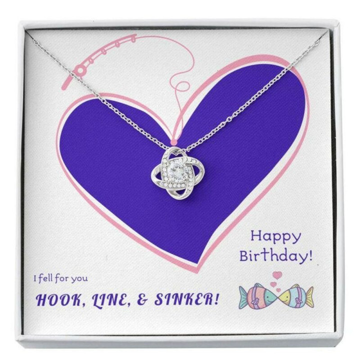 Wife Necklace, Girlfriend Necklace, To My Wife Girlfriend Necklace  Happy Birthday Fishing Hooked Gift Box