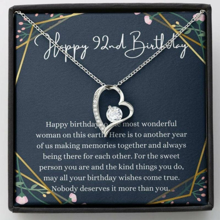 Grandmother Necklace, Mom Necklace, Happy 92nd Birthday Necklace, Gift For 92nd Birthday, 92 Years Old Birthday Woman