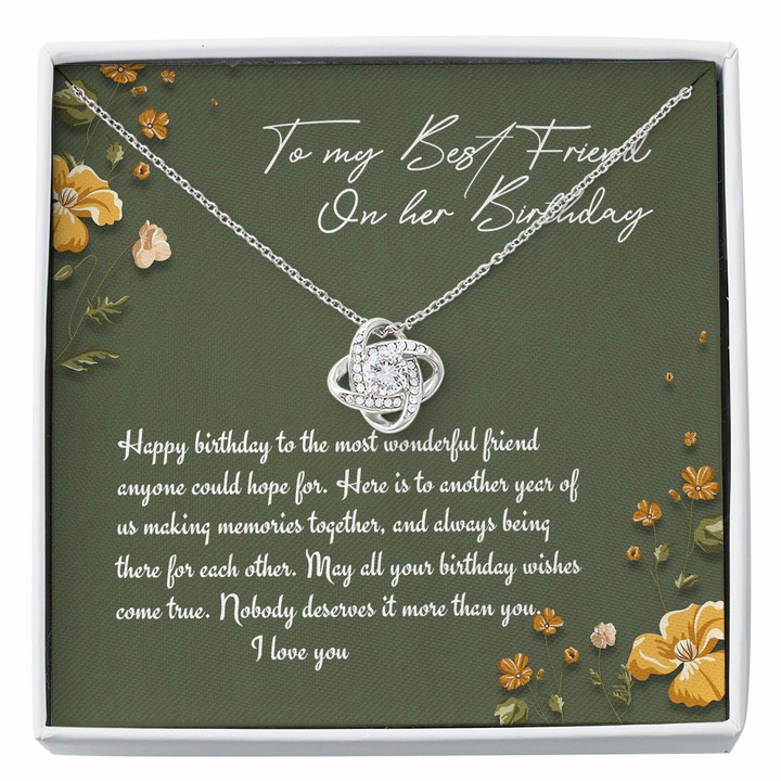Friend Necklace, Friend Birthday Jewelry  Happy Birthday Best Friend Gift  Love Knot Necklace