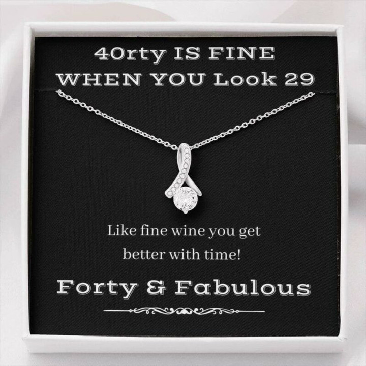 Wife Necklace, Forty & Fabulous Alluring Beauty Necklace, Happy 40th Birthday Gift