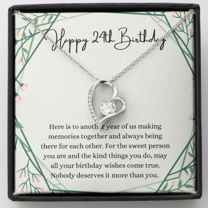 Daughter Necklace, Girlfriend Necklace, Happy 24th Birthday Necklace, Gift For 24th Birthday, 24 Years Old Birthday Woman