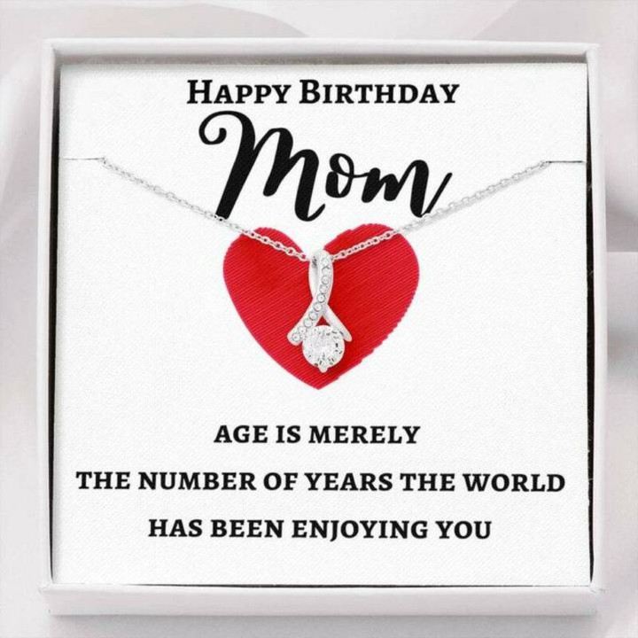 Mom Necklace, Happy Birthday Mom Alluring Beauty Necklace Message Card Gift Box