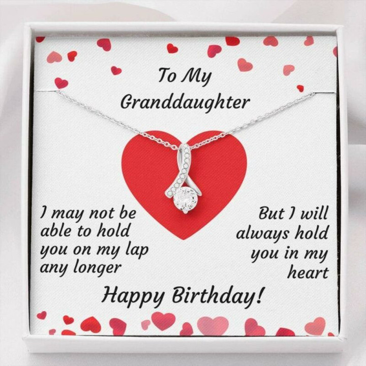 Granddaughter Necklace, To Granddaughter Necklace Gift  In My Heart Happy Birthday Sparkle Ribbon Necklace