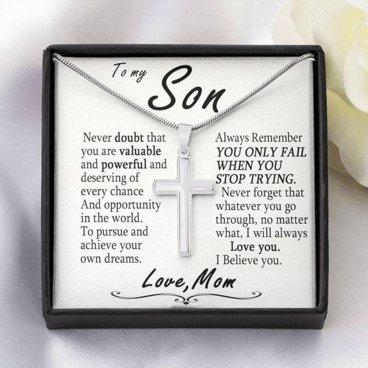 Son Necklace, Christian Jewelry Cross Necklace, Valentine Day Gifts For Son, Birthday Necklace Gift From Mom, Religious Gift