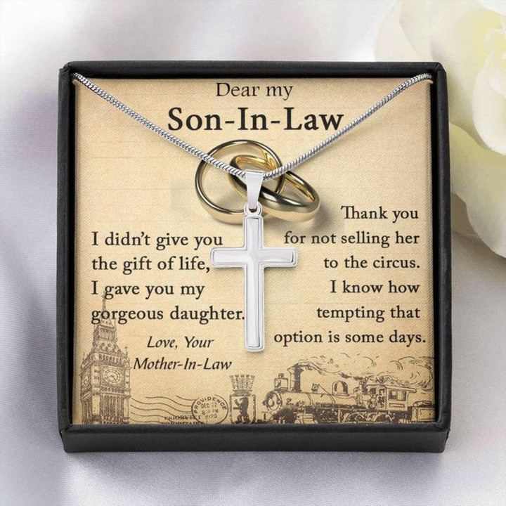 Son Necklace, Son-In-Law Gift, Gift For Son-In-Law From Mother-In-Law, Son-In-Law Cross Necklace, Son-In-Law Wedding Gift