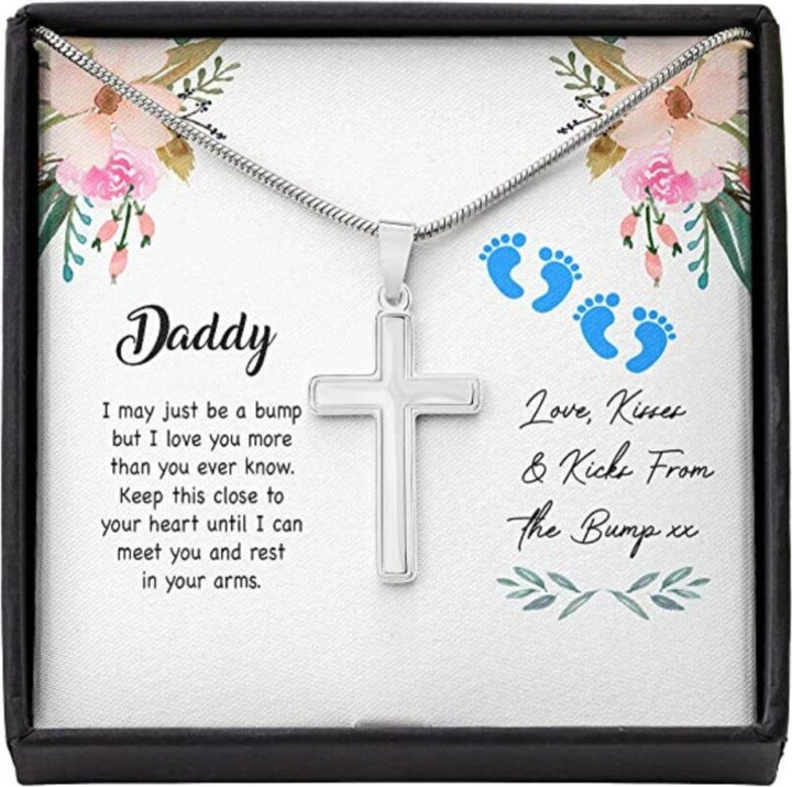 Husband Necklace gift, Dad Necklace, New 1st First Daddy Bump Kiss Kick Love Necklace Gift For Men, Last Minutes Gift