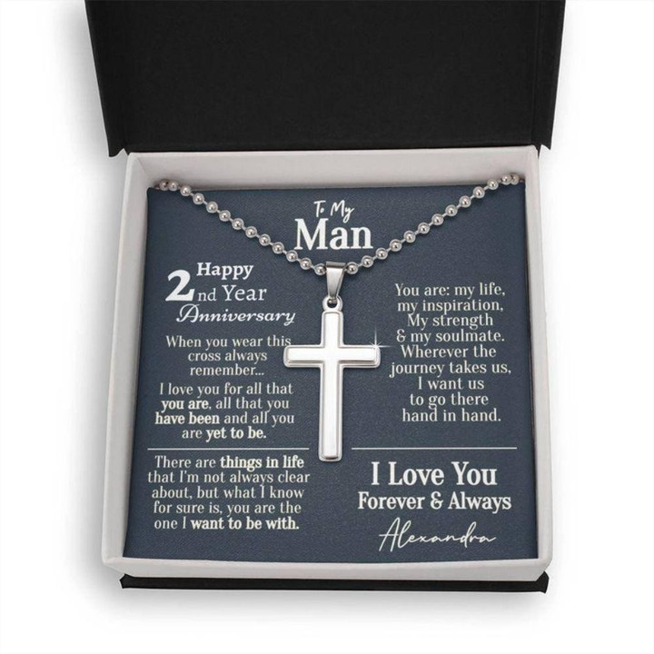 Husband Necklace gift, Personalized 2 Year Anniversary Necklace For Him, 2nd Anniversary Necklace For Him, Two Year Dating Anniversary Necklace