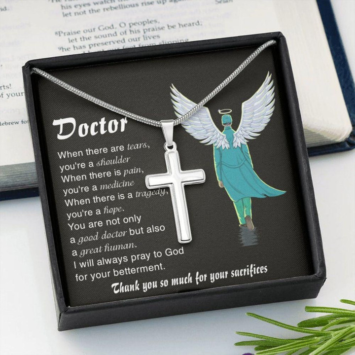 Doctor Necklace, Cross Necklace For Doctor, Doctor Appreciation Gift, Doctor Thank You