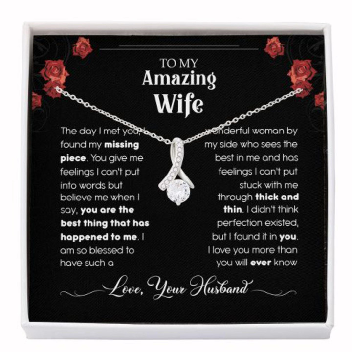 Wife Necklace gift, To My Amazing Wife Necklace gift, Gift For Wife From Husband, My Missing Piece, Wife Gift