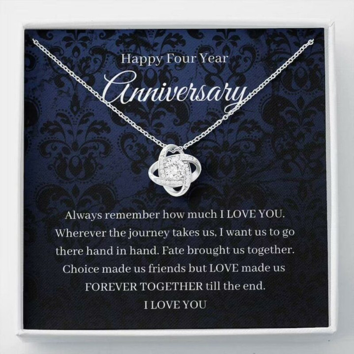 Wife Necklace gift, 4th Wedding Anniversary Necklace Gift For Wife Flowers Anniversary Fourth Anniversary