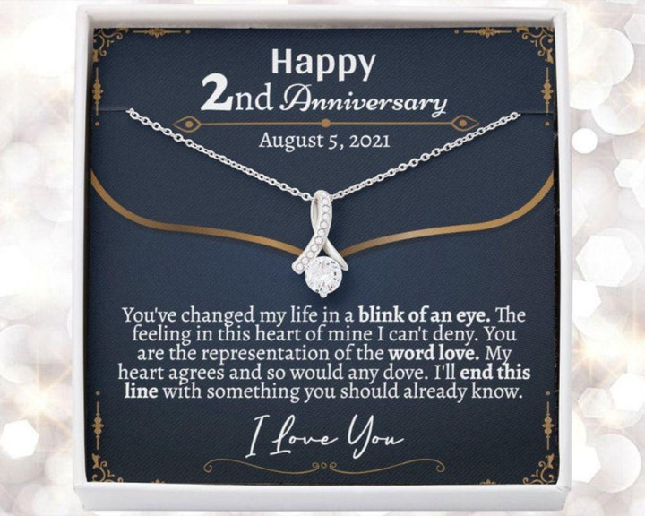 Wife Necklace gift, Personalized 2 Year Anniversary Necklace, Traditional 2nd Wedding Anniversay, 2nd Year Wedding Anniversary