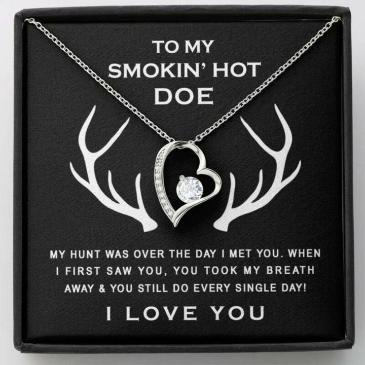 Wife Necklace gift, To My Smokin Hot Doe Necklace Gift For Future Wife Fiance Girlfriend Deer
