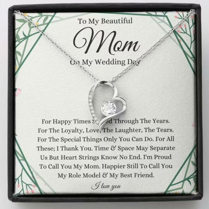 Mom Necklace Gift, To Mom On My Wedding Day Necklace, Mother Of The Bride Gift From Daughter, Bride