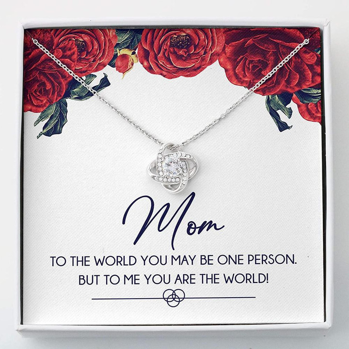 Mom Necklace Gift  You Are The World Gift Mom LK