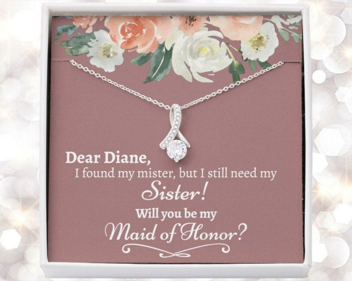 Sister Necklace Gift, Sister Maid Of Honor Proposal, My Maid Of Honor Gift, Will You Be My Maid Of Honor Necklace