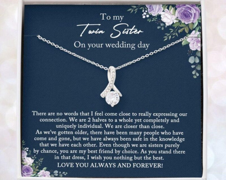 Sister Necklace Gift, Bride Necklace Gift From Sister, Sister Wedding Gift From Twin Sister