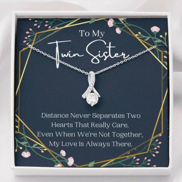 Sister Necklace Gift, To My Twin Sister Necklace Gift, Distance Never Separates, Birthday Gift For Twin Sister