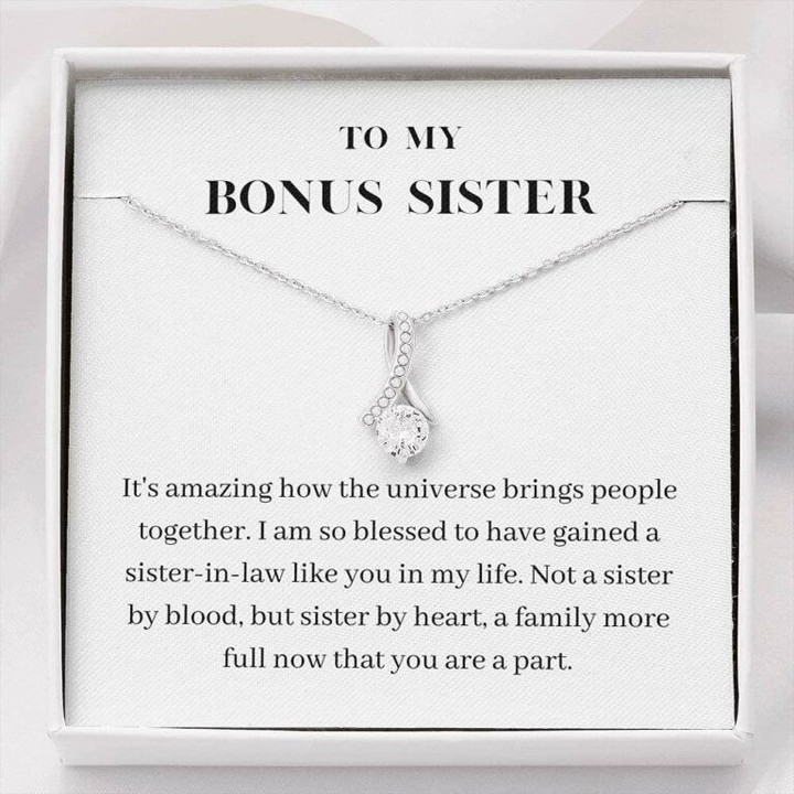Sister Necklace Gift Gift, Petit Ribbon, Bonus Sister Necklace Gift, Sister In Law Wedding Gift