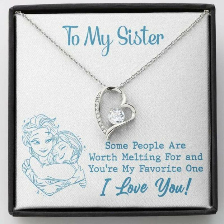 Sister Necklace Gift, To My Sister Necklace Gift Worth Melting Hug Sky Blue Heart Necklace Gift
