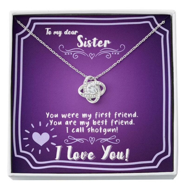 Sister Necklace Gift, To My Sister Necklace Gift  My First Best Friend Card And Love Knot Necklace